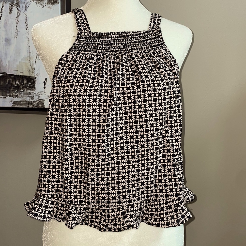Francesca’s Collections Smocked Neck Tribal Tie Crop Top